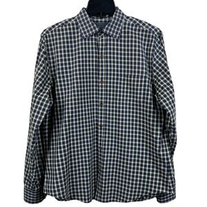 VINCE‎ Mens Button Down Long Sleeve Plaid Shirt Medium Purple Yellow Gingham